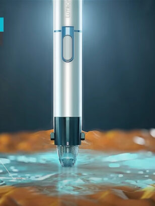 RF-Microneedling in der Anwendung – visuelle Darstellung des Behandlungsprinzips